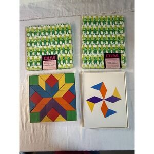 1960s–70s DLM Large Parquetry W113 + P114 Design Cards Set Montessori Vintage